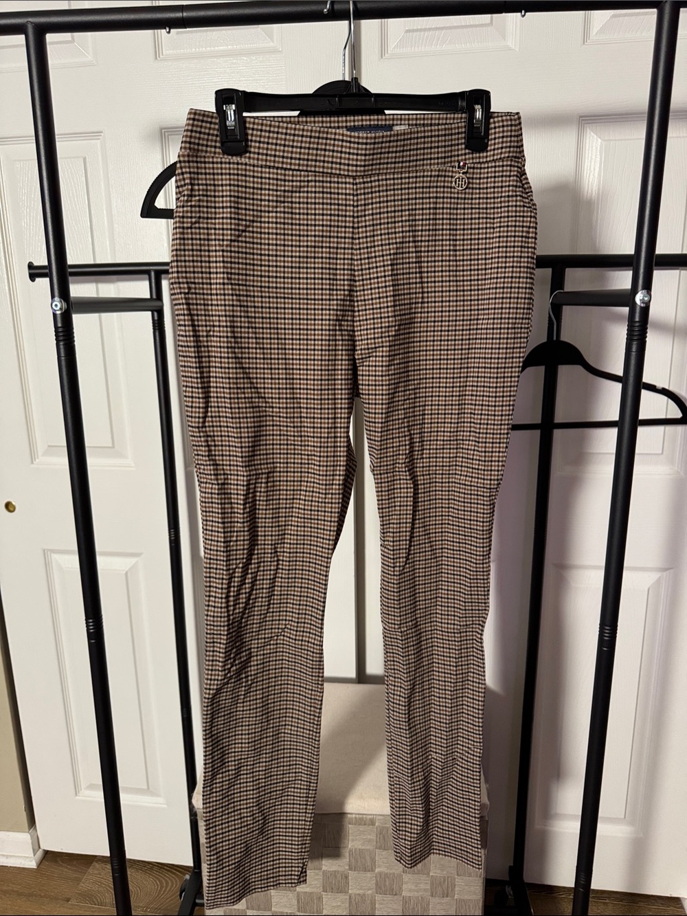 Tommy Hilfiger Brown Houndstooth Stretch Pants
